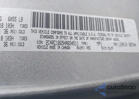 2017 Chrysler Pacifica Touring-L из США, поврежденный, VIN 2C4RC1BG5HR654511